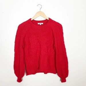 MADEWELL | Women's XS Red Copenhagen Cable Knit Merino Wool Sweater